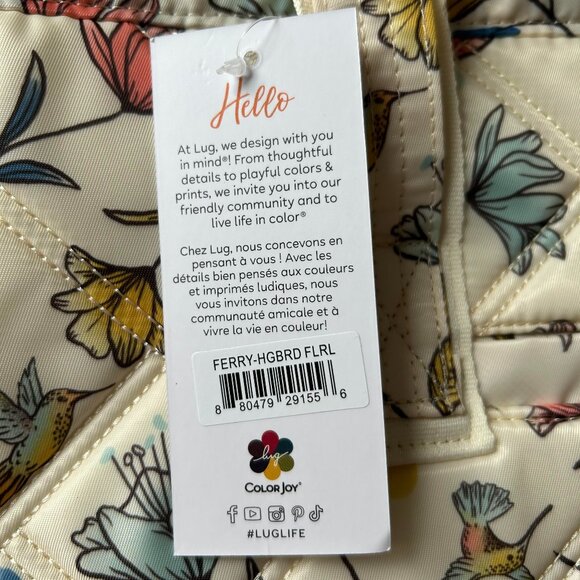 Lug Ferry XL Expandable Carry-All Tote Bag Hummingbird Floral - Picture 13 of 13